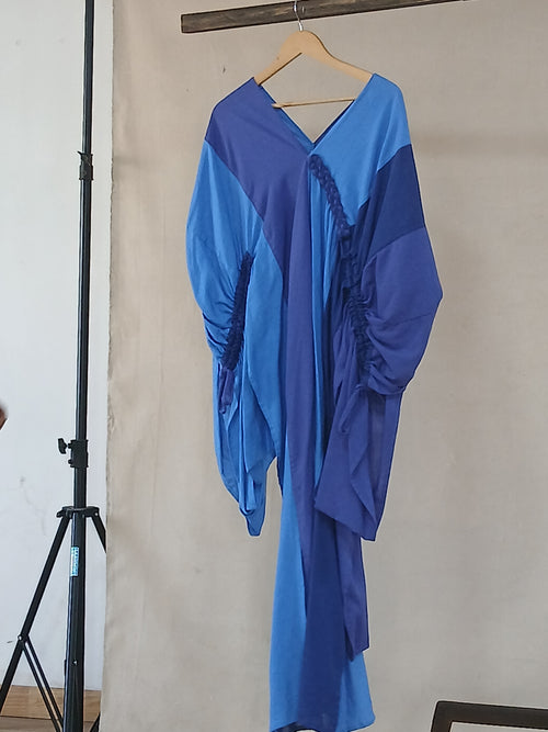 Cobalt and Royal Blue Colour-Block H-Idah Kaftan